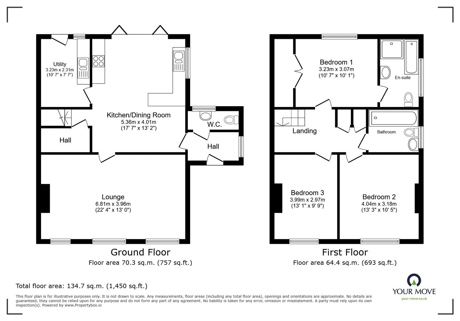 Floorplan of 3 bedroom End Terrace House to rent, Silver Street, Stevington, Bedfordshire, MK43