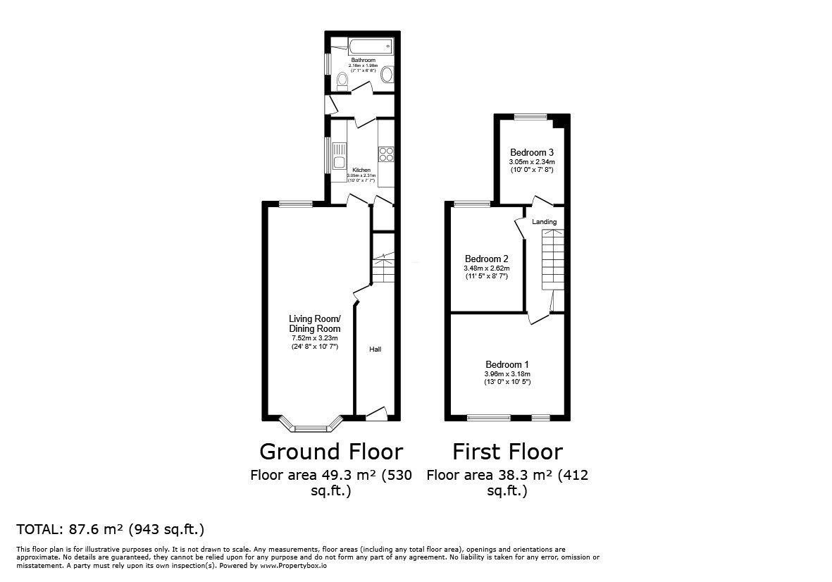 Floorplan of 3 bedroom Semi Detached House for sale, Park Road, Kempston, Bedfordshire, MK42