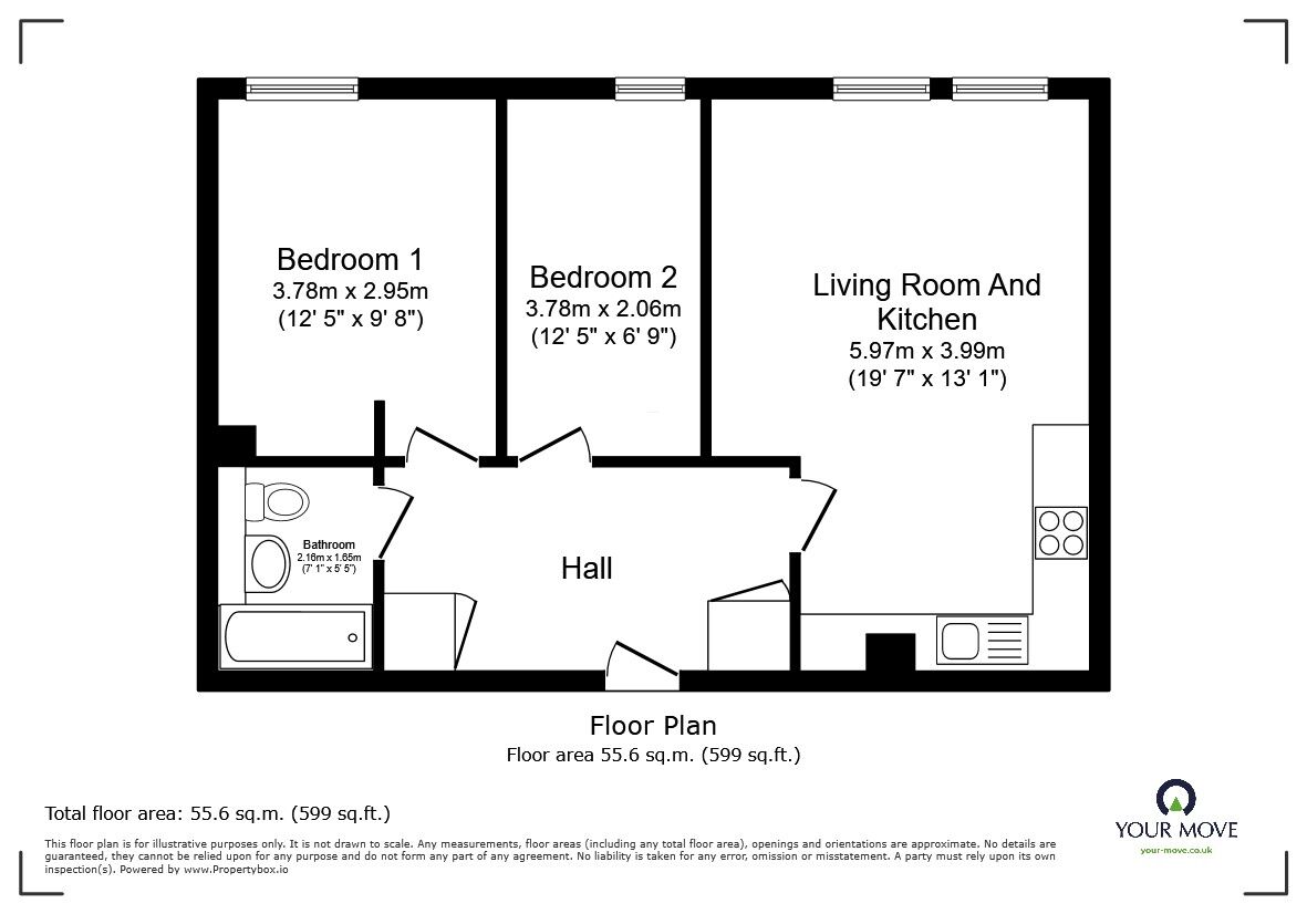 Floorplan of 2 bedroom  Flat for sale, St. Johns Street, Bedford, Bedfordshire, MK42