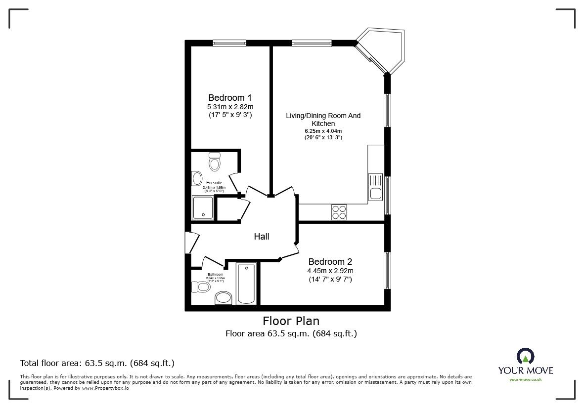 Floorplan of 2 bedroom  Flat for sale, Palgrave Road, Bedford, Bedfordshire, MK42