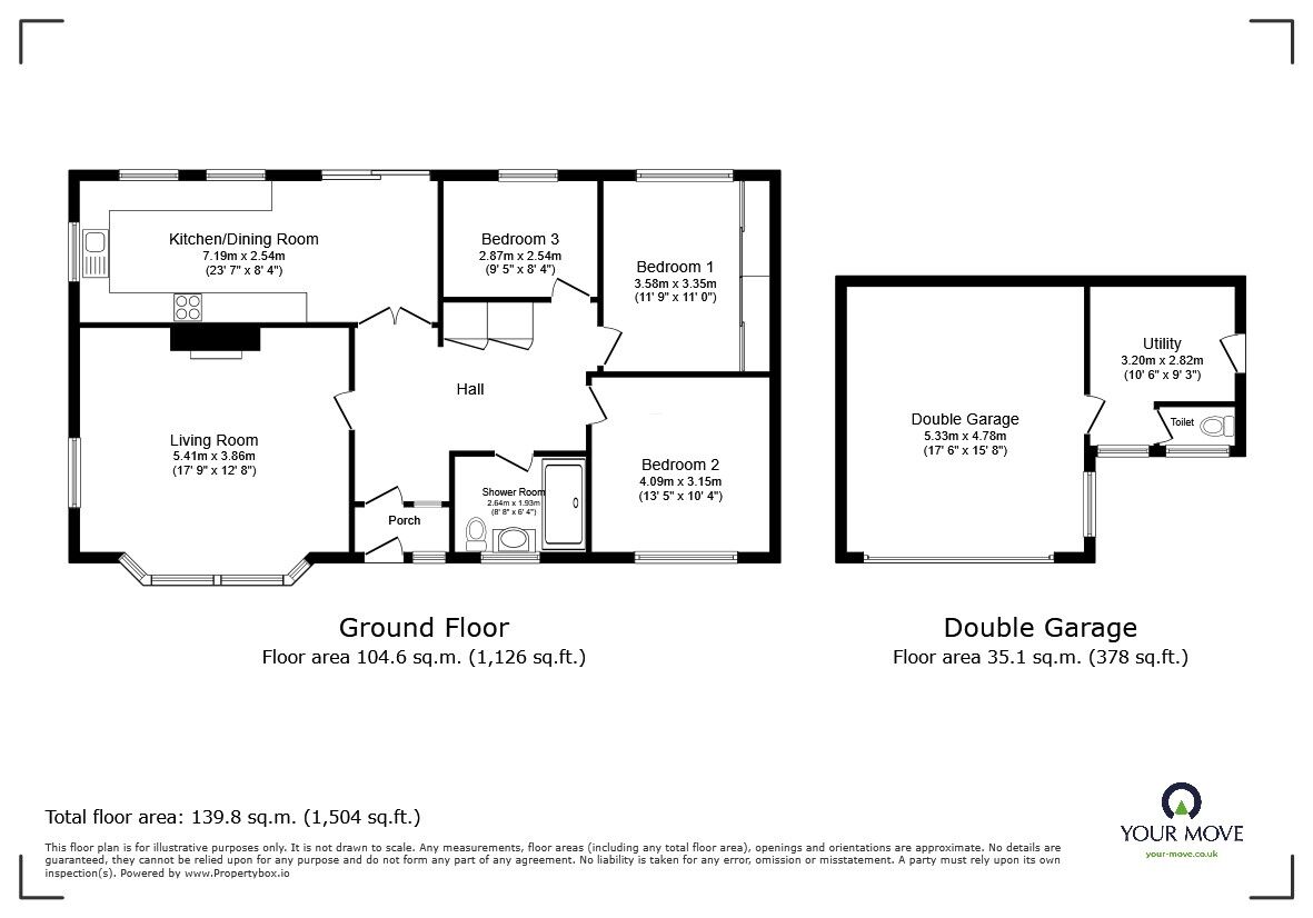 Floorplan of 3 bedroom Detached House for sale, High Road, Cotton End, Bedfordshire, MK45