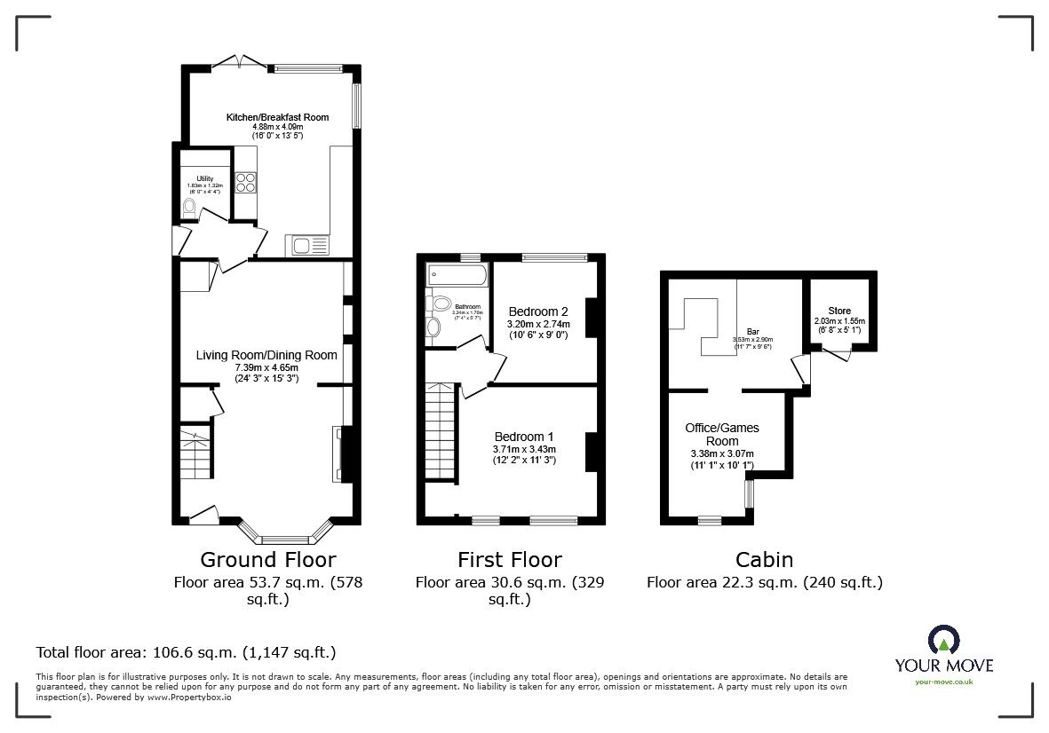 Floorplan of 2 bedroom Semi Detached House for sale, High Street, Clapham, Bedfordshire, MK41
