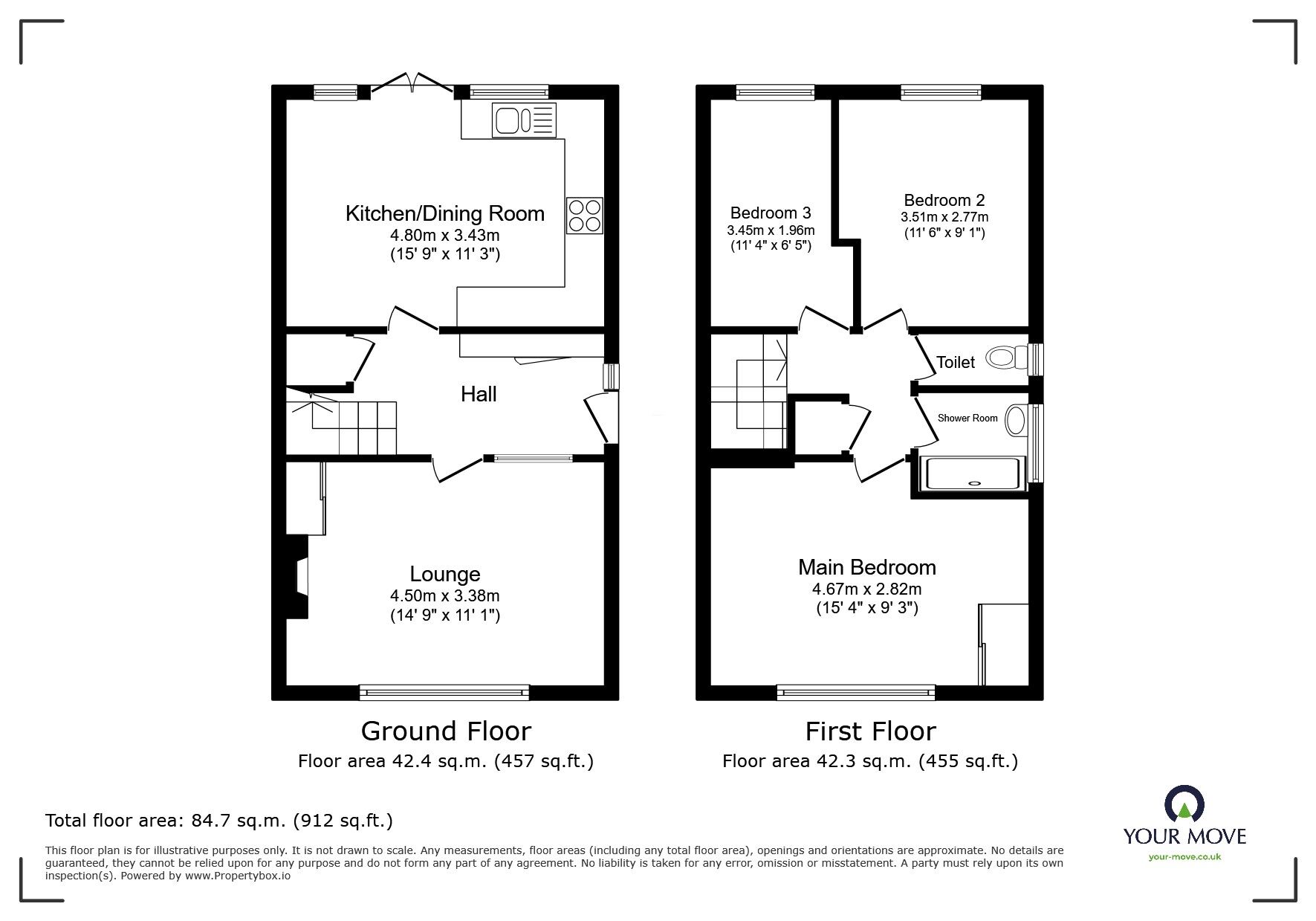 Floorplan of 3 bedroom Semi Detached House to rent, Lincroft, Oakley, Bedfordshire, MK43