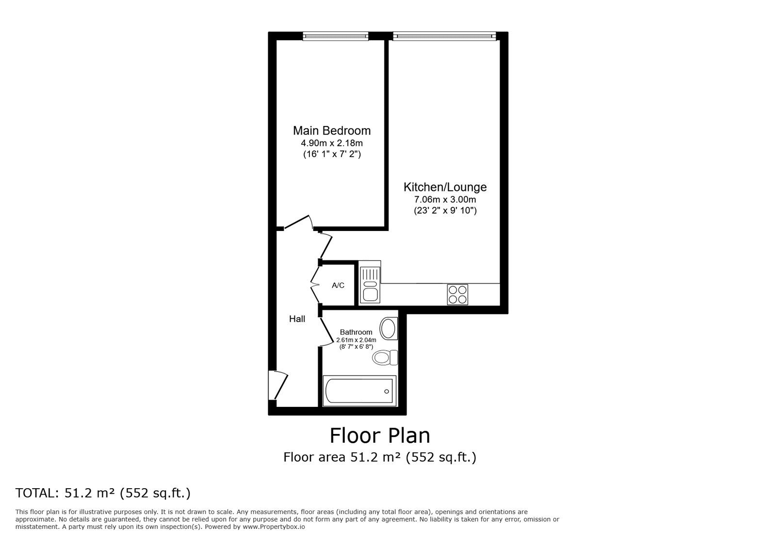 Floorplan of 1 bedroom  Flat to rent, High Street, Bedford, Bedfordshire, MK40