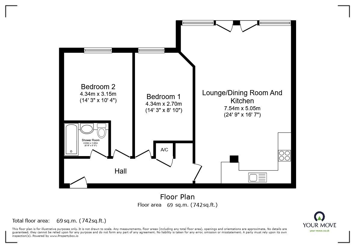 Floorplan of 2 bedroom  Flat for sale, Goldington Road, Bedford, Bedfordshire, MK40