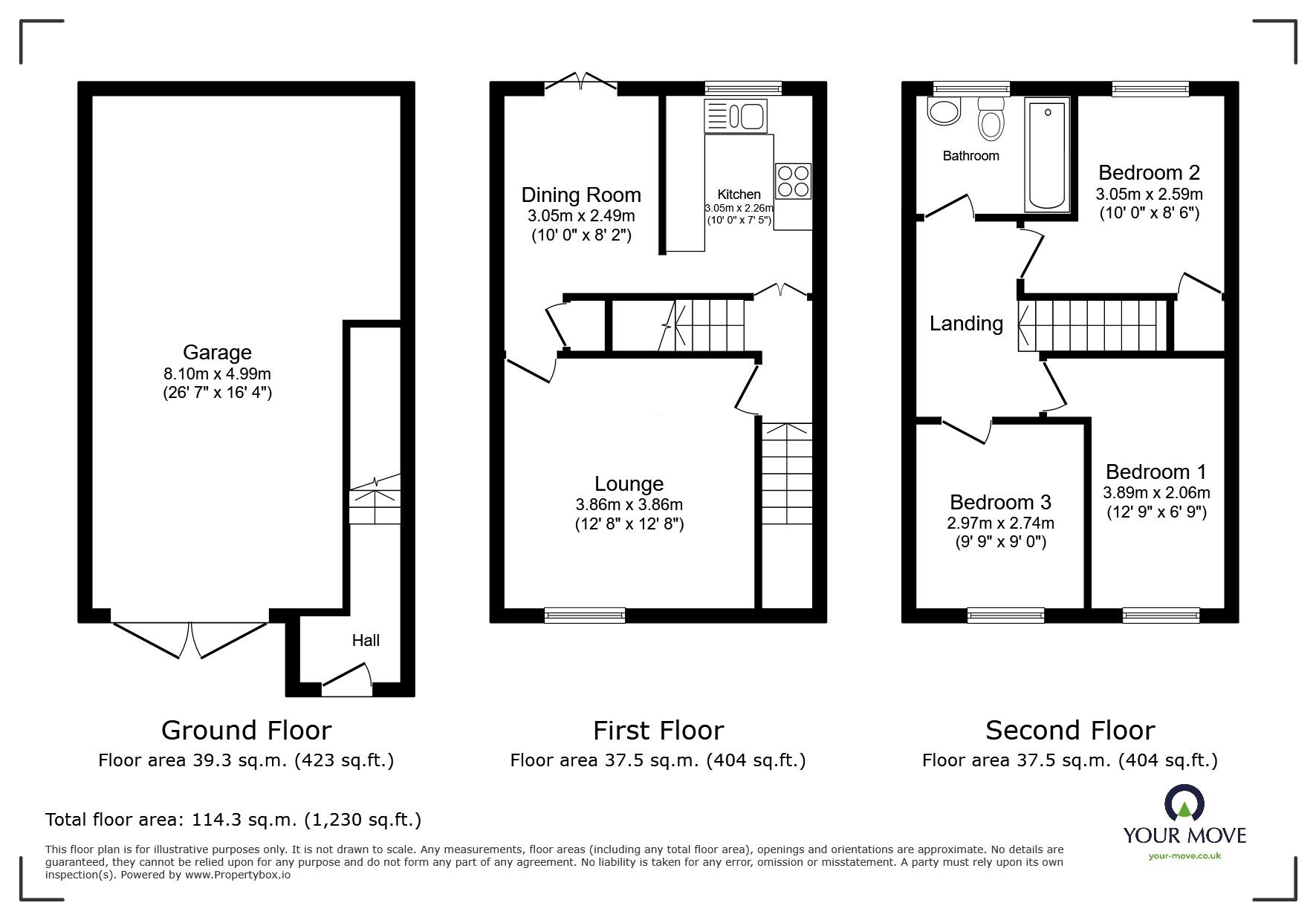 Floorplan of 3 bedroom Mid Terrace House to rent, Fetlock Close, Clapham, Bedfordshire, MK41