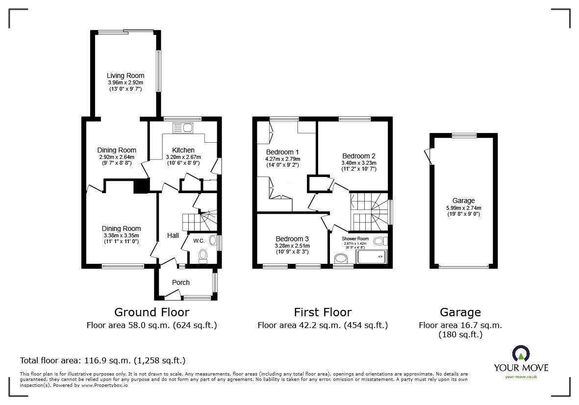 Floorplan of 3 bedroom Semi Detached House for sale, Starling Way, Bedford, Bedfordshire, MK41