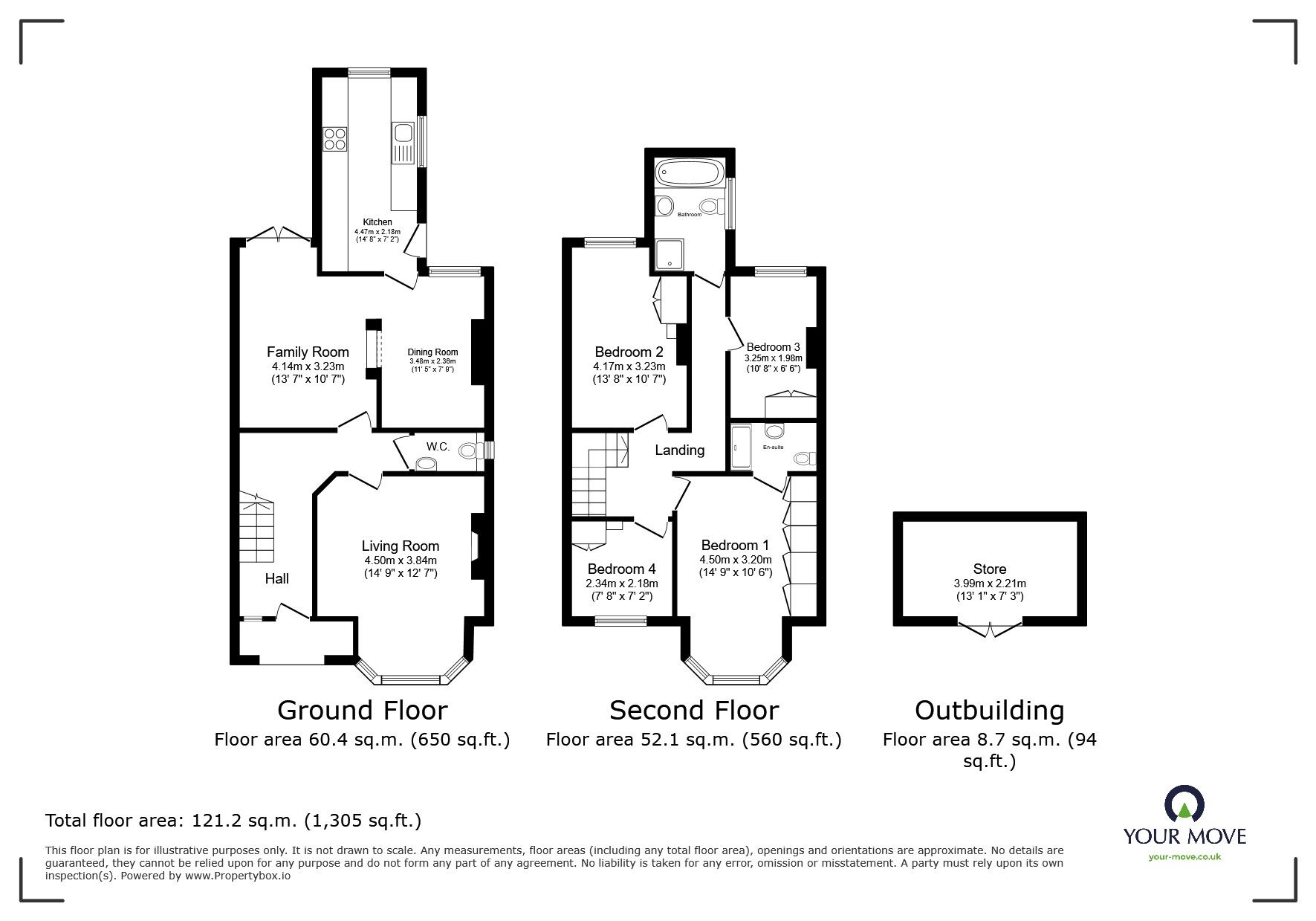 Floorplan of 4 bedroom Mid Terrace House to rent, Goldington Road, Bedford, Bedfordshire, MK40