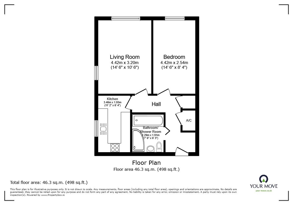 Floorplan of 1 bedroom  Flat for sale, Clapham Road, Bedford, Bedfordshire, MK41