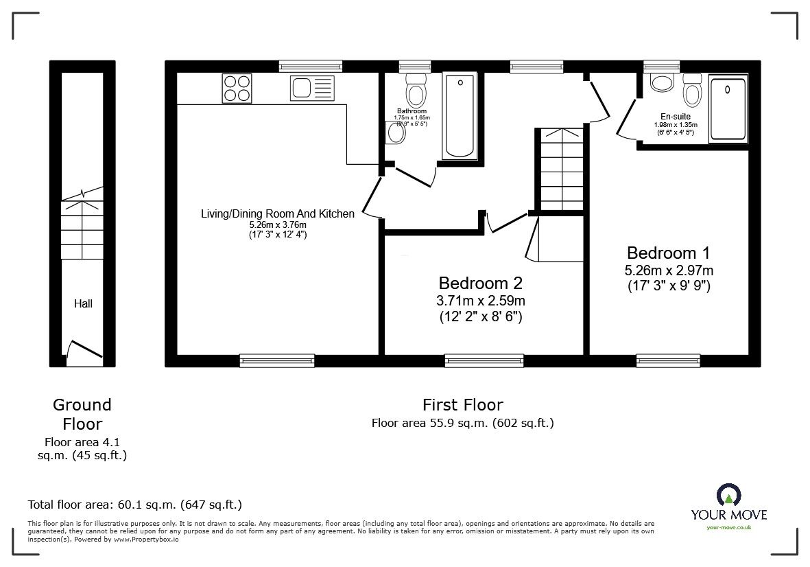 Floorplan of 2 bedroom  House for sale, Saxon Way, Great Denham, Bedfordshire, MK40