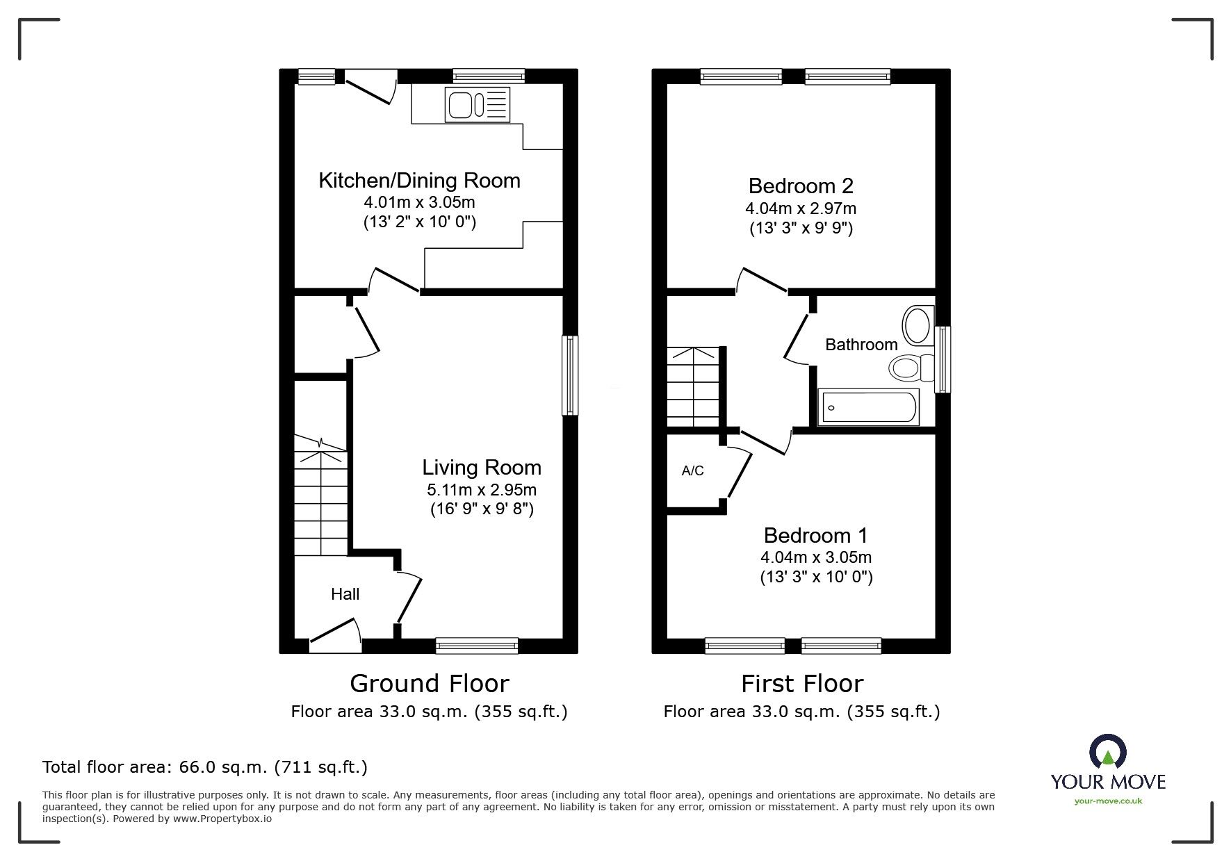 Floorplan of 2 bedroom Semi Detached House to rent, Holt Row, Bedford, Bedfordshire, MK42