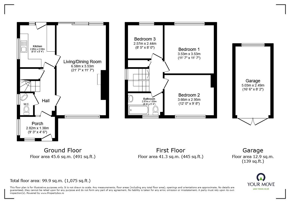 Floorplan of 3 bedroom Semi Detached House for sale, Severn Way, Bedford, Bedfordshire, MK41