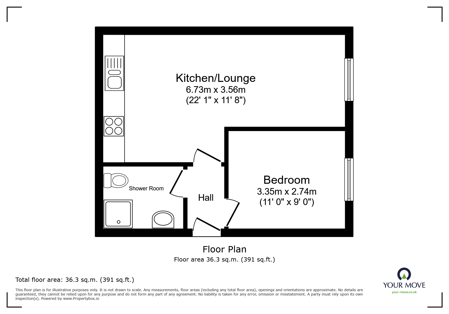 Floorplan of 1 bedroom  Flat to rent, Harpur Street, Bedford, Bedfordshire, MK40