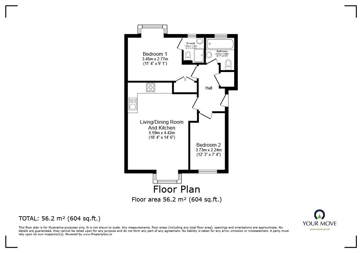 Floorplan of 2 bedroom  Flat to rent, Milton Road, Clapham, Bedfordshire, MK41