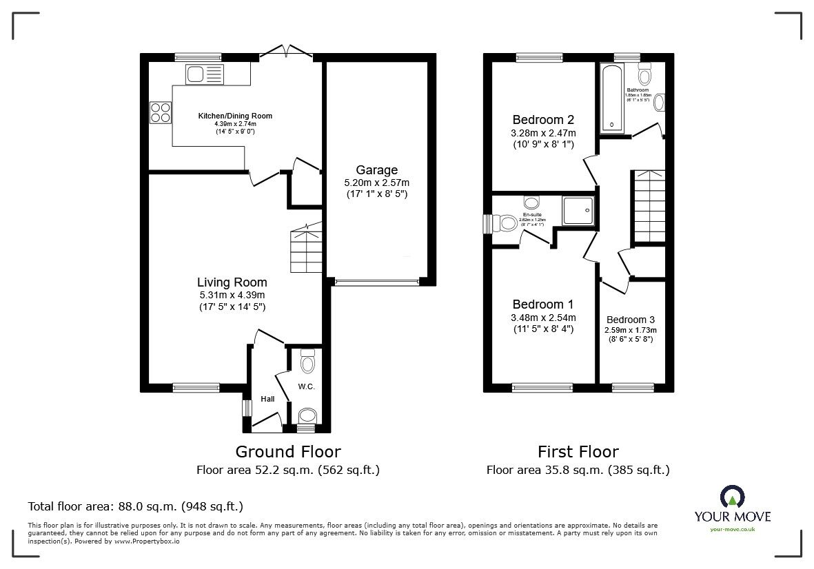 Floorplan of 3 bedroom Detached House for sale, Gillespie Close, Bedford, Bedfordshire, MK42