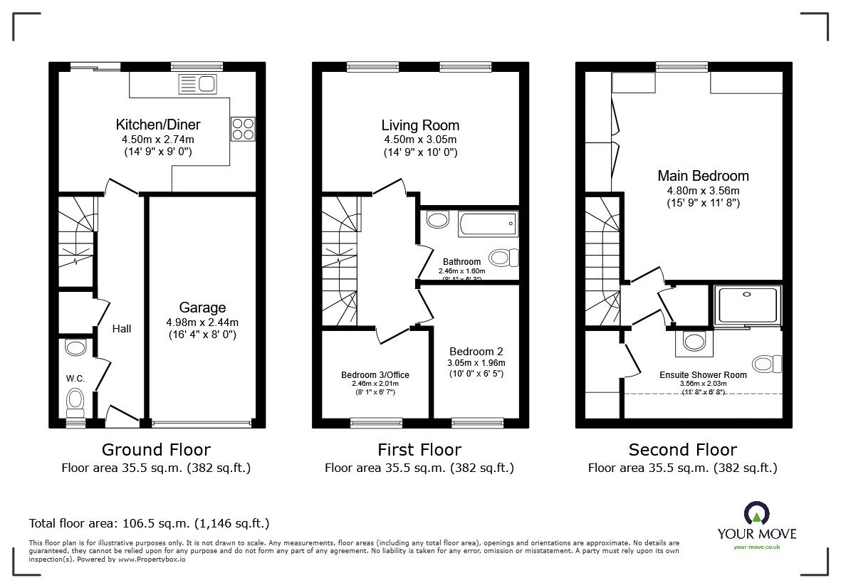 Floorplan of 3 bedroom Mid Terrace House for sale, Haynes Road, Bedford, Bedfordshire, MK42