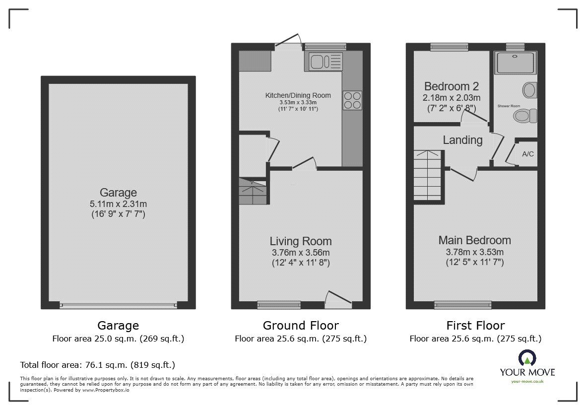 Floorplan of 2 bedroom Mid Terrace House for sale, Ryswick Road, Kempston, Bedfordshire, MK42