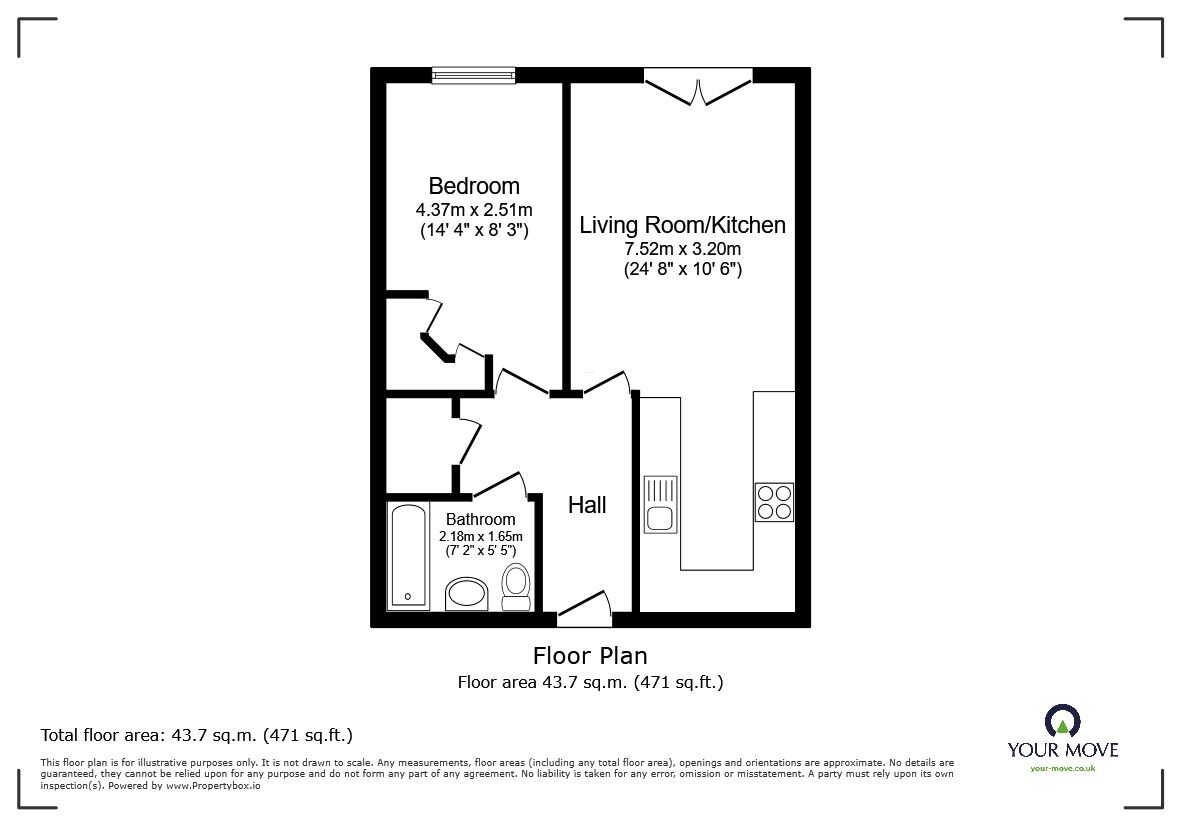 Floorplan of 1 bedroom  Flat for sale, Nettleton Mews, Shortstown, Bedfordshire, MK42