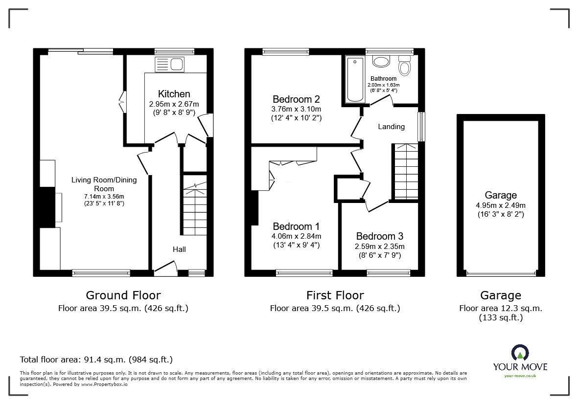 Floorplan of 3 bedroom Semi Detached House for sale, Aviary Walk, Bedford, Bedfordshire, MK41