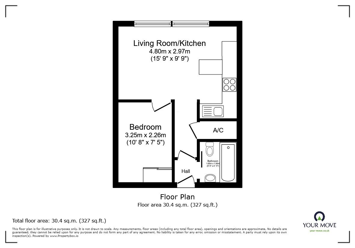 Floorplan of 1 bedroom  Flat for sale, Dearne Walk, Bedford, Bedfordshire, MK41
