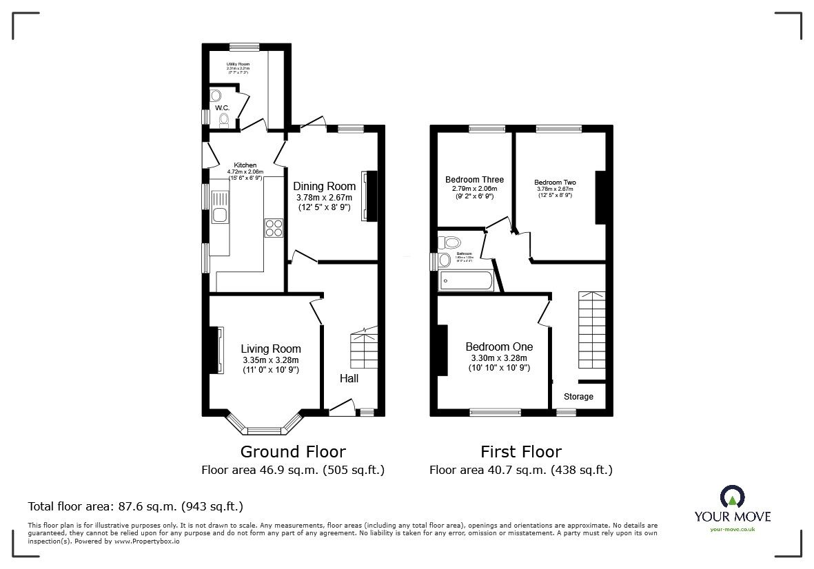Floorplan of 3 bedroom Semi Detached House for sale, Willow Road, Bedford, Bedfordshire, MK42