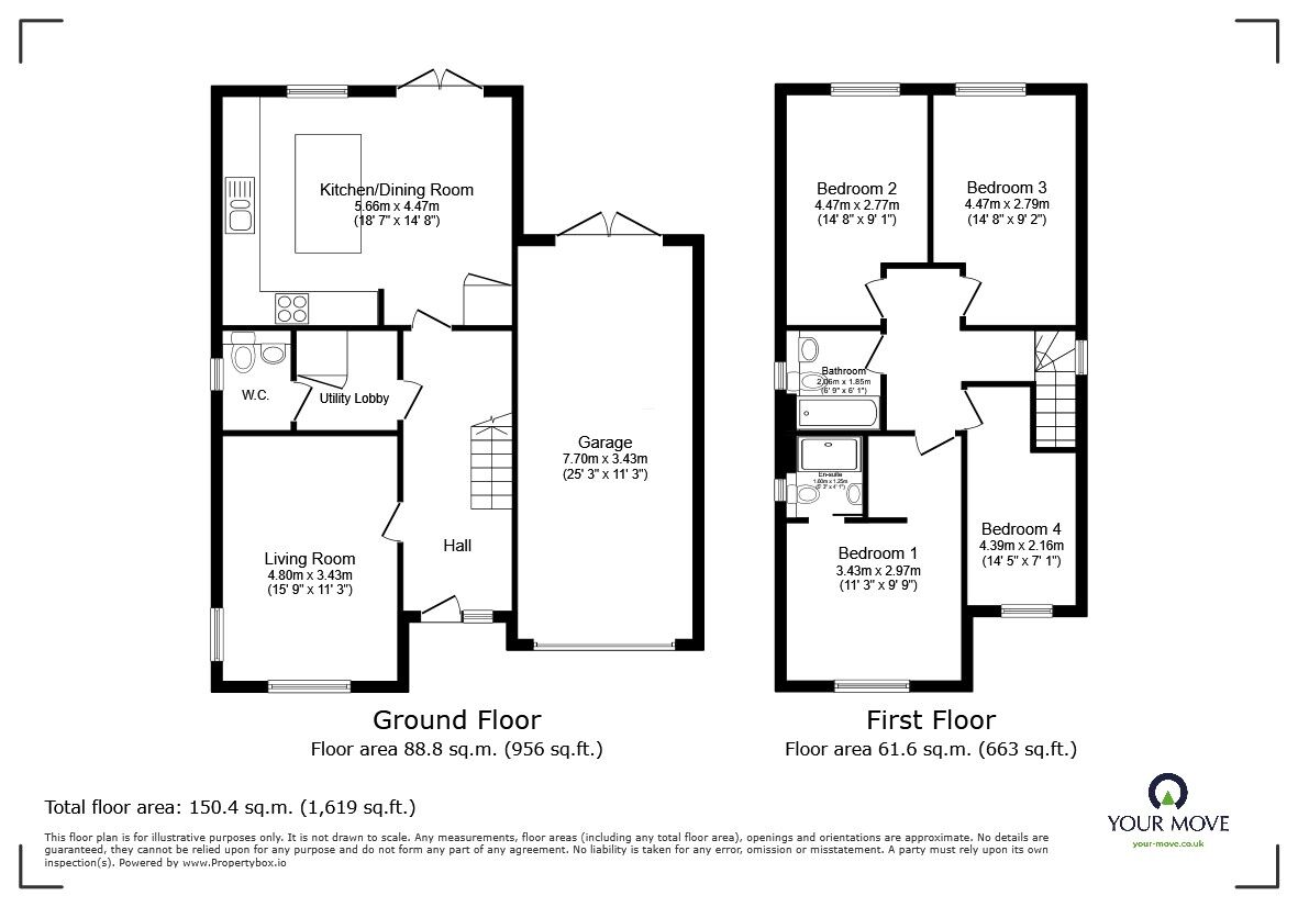 Floorplan of 4 bedroom Detached House for sale, Northwood End Road, Haynes, Bedfordshire, MK45