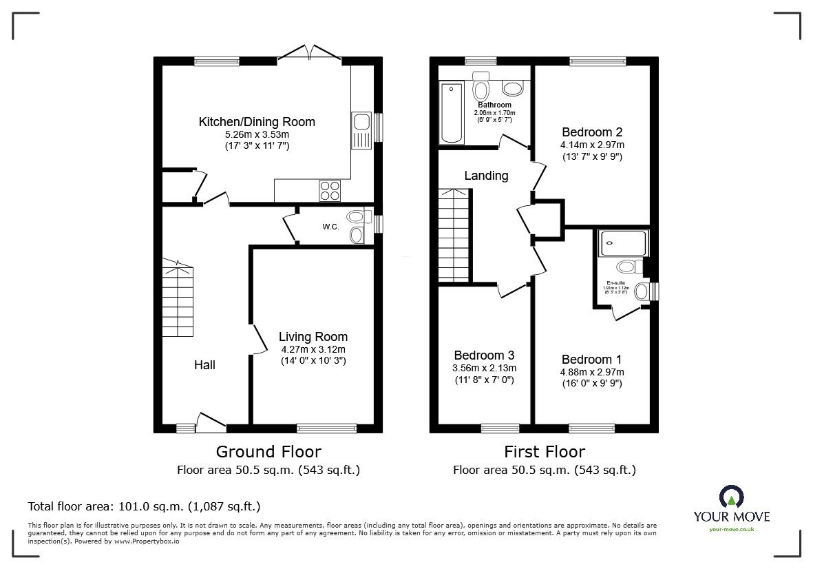 Floorplan of 3 bedroom Semi Detached House for sale, Northwood End Road, Haynes, Bedfordshire, MK45