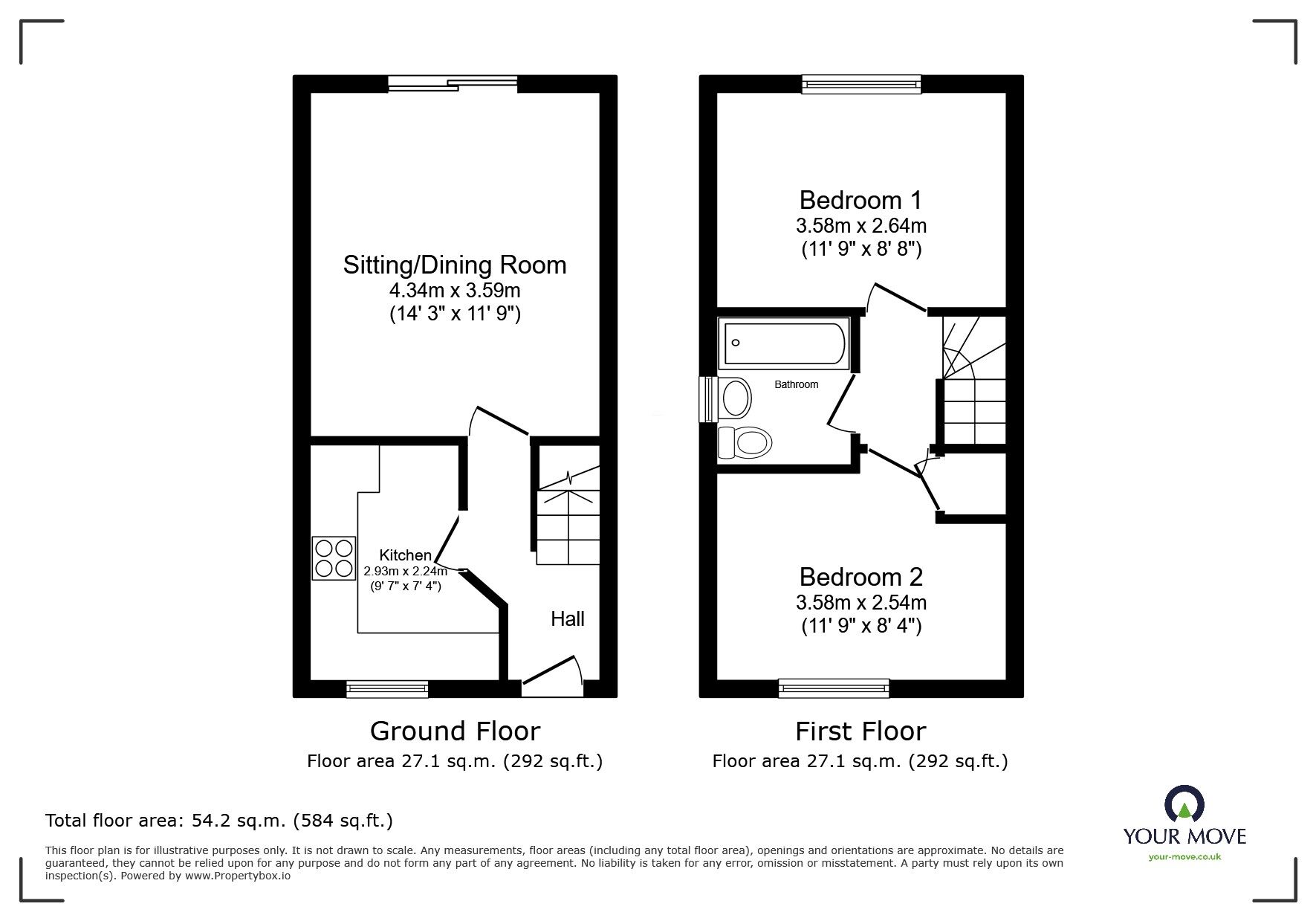 Floorplan of 2 bedroom End Terrace House to rent, Lily Close, Bedford, Bedfordshire, MK42