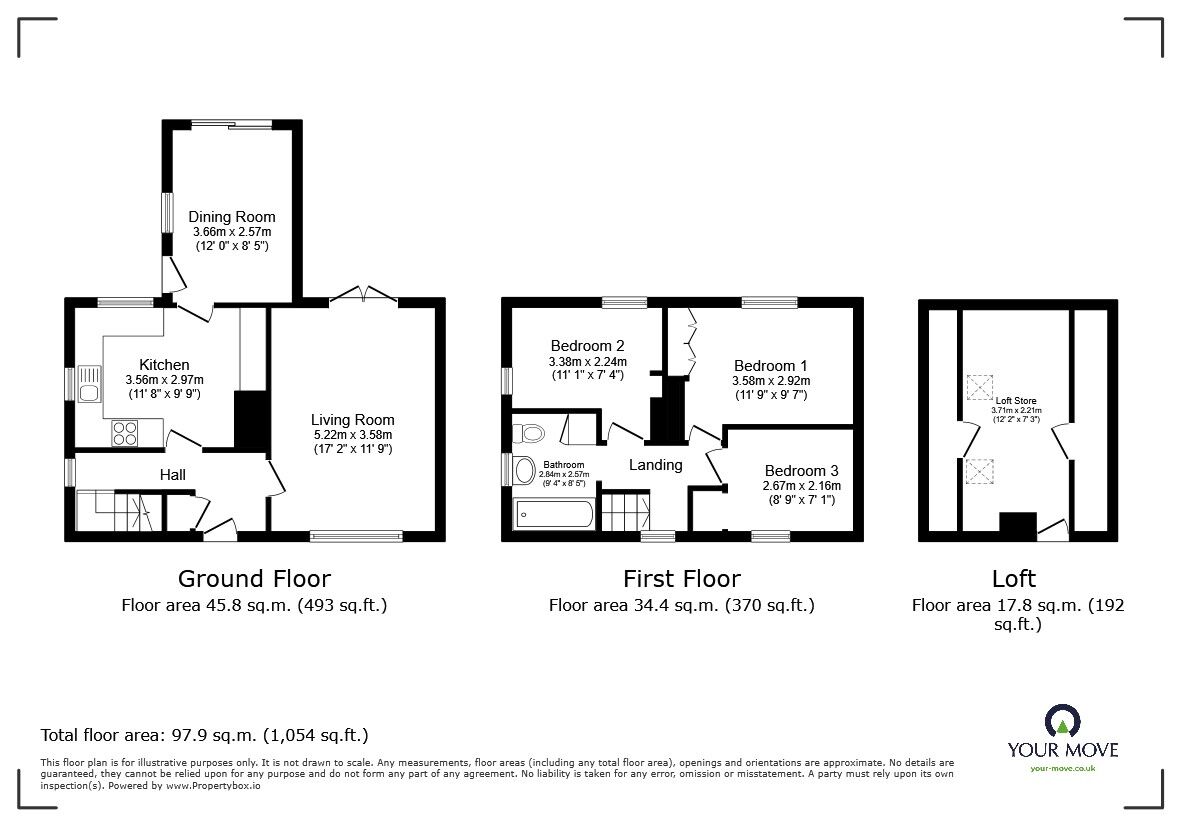 Floorplan of 3 bedroom Semi Detached House for sale, Pembroke Road, Houghton Conquest, Bedfordshire, MK45