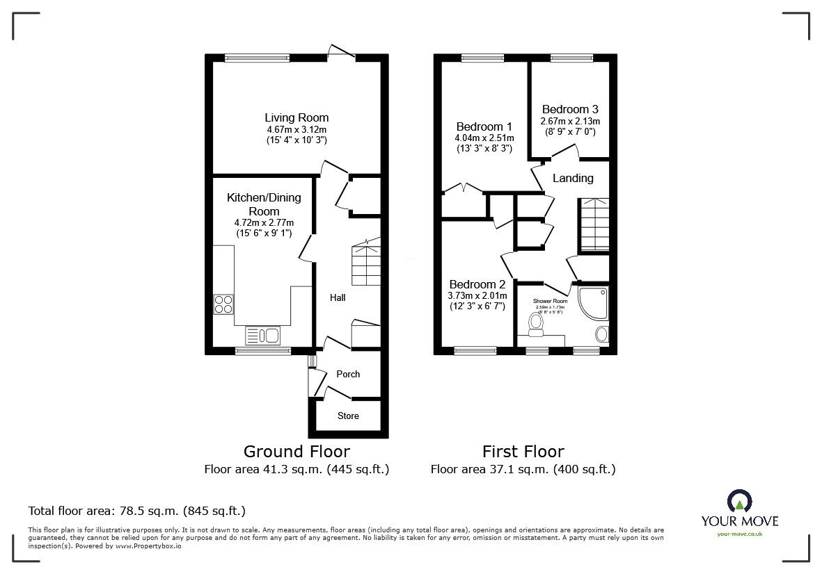 Floorplan of 3 bedroom Semi Detached House for sale, Glenavon Road, Bedford, Bedfordshire, MK41