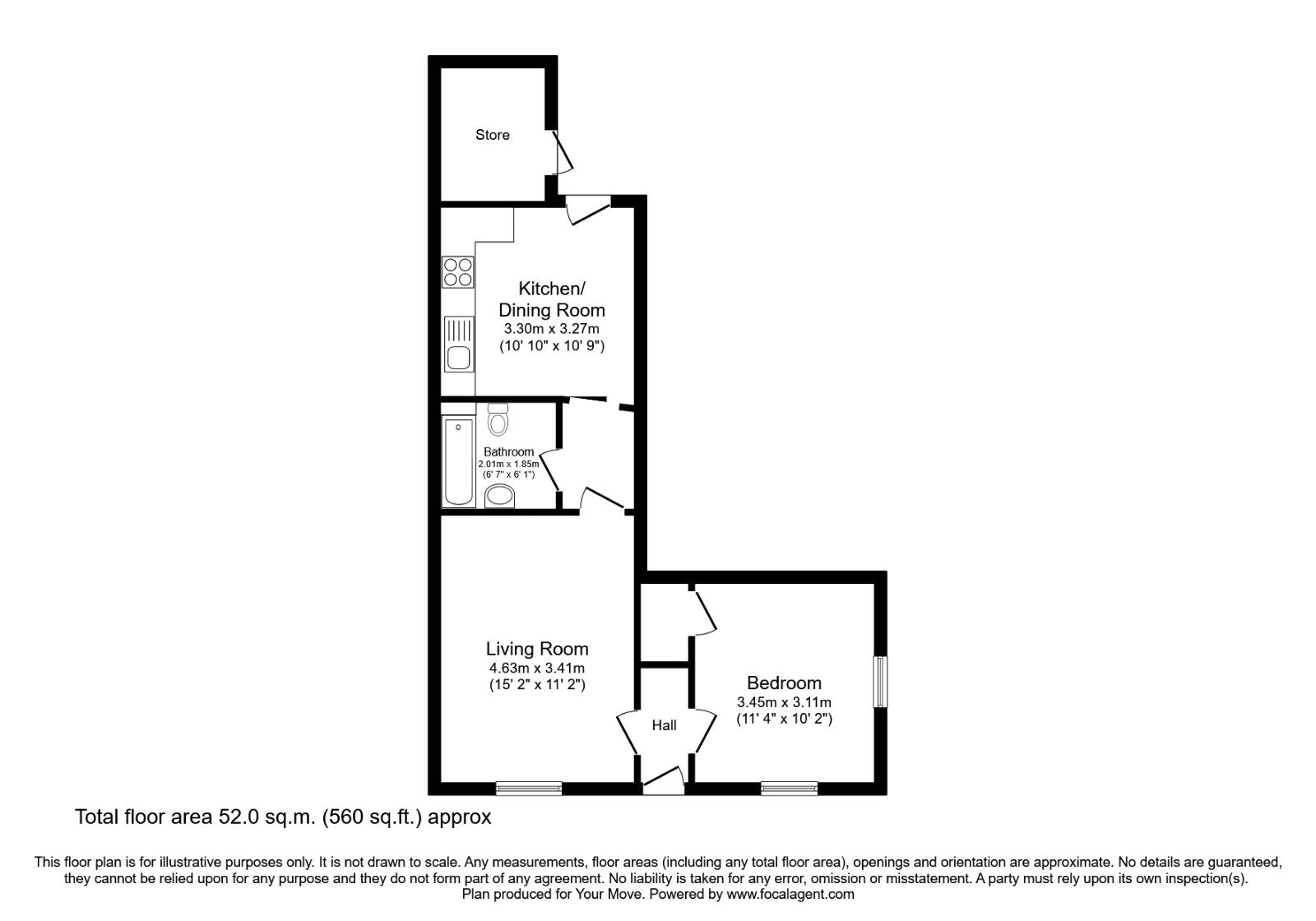 Floorplan of 1 bedroom  Flat to rent, Commercial Road, Bedford, Bedfordshire, MK40