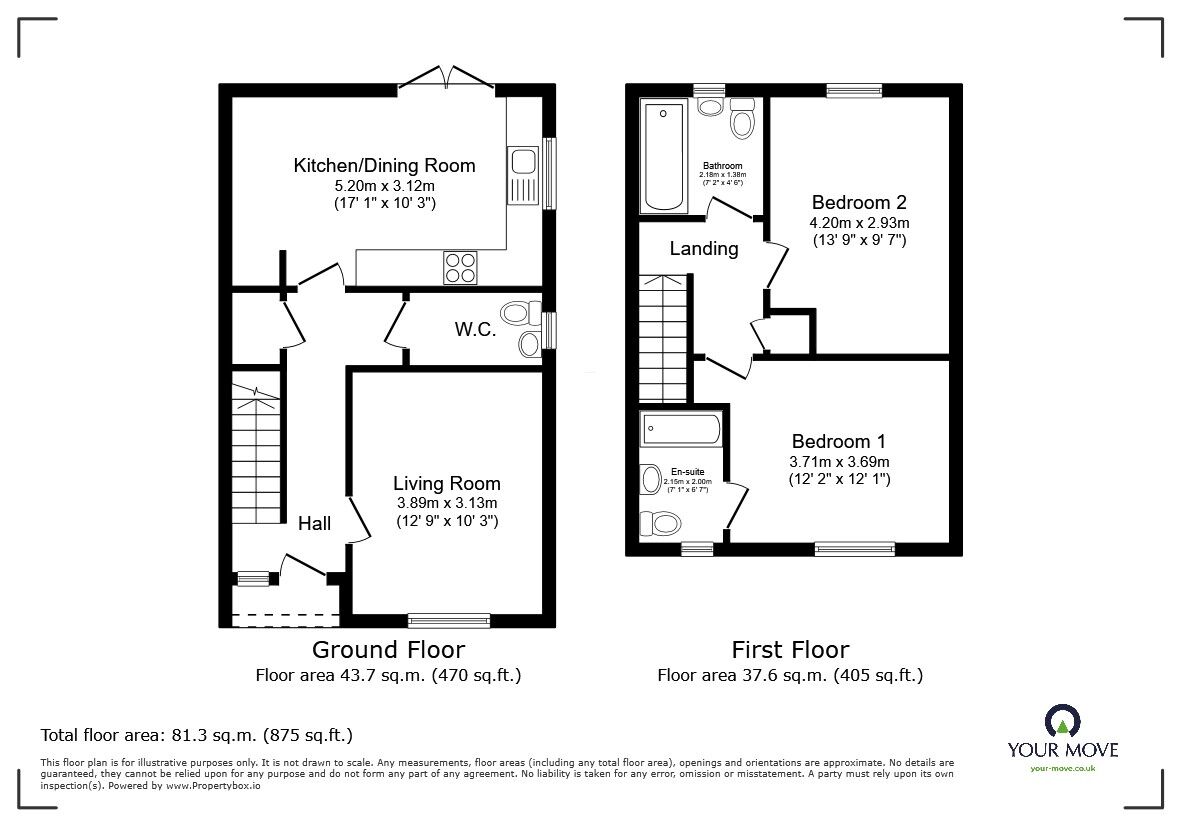 Floorplan of 2 bedroom Mid Terrace House for sale, Northwood End Road, Haynes, Bedfordshire, MK45