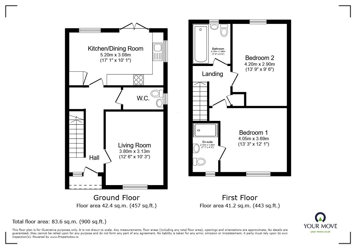 Floorplan of 2 bedroom Mid Terrace House for sale, Northwood End Road, Haynes, Bedfordshire, MK45
