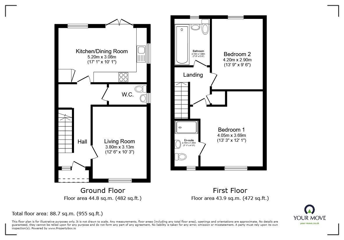 Floorplan of 2 bedroom Mid Terrace House for sale, Northwood End Road, Haynes, Bedfordshire, MK45