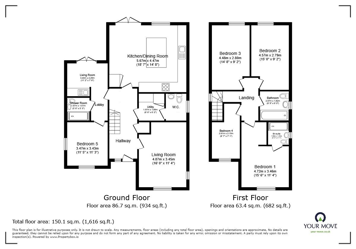 Floorplan of 5 bedroom Detached House for sale, Northwood End Road, Haynes, Bedfordshire, MK45