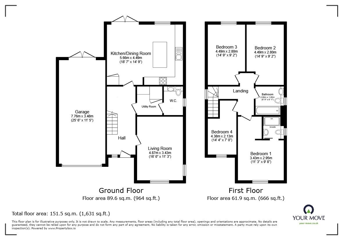 Floorplan of 4 bedroom Detached House for sale, Hawnes Close, Haynes, Bedford, MK45