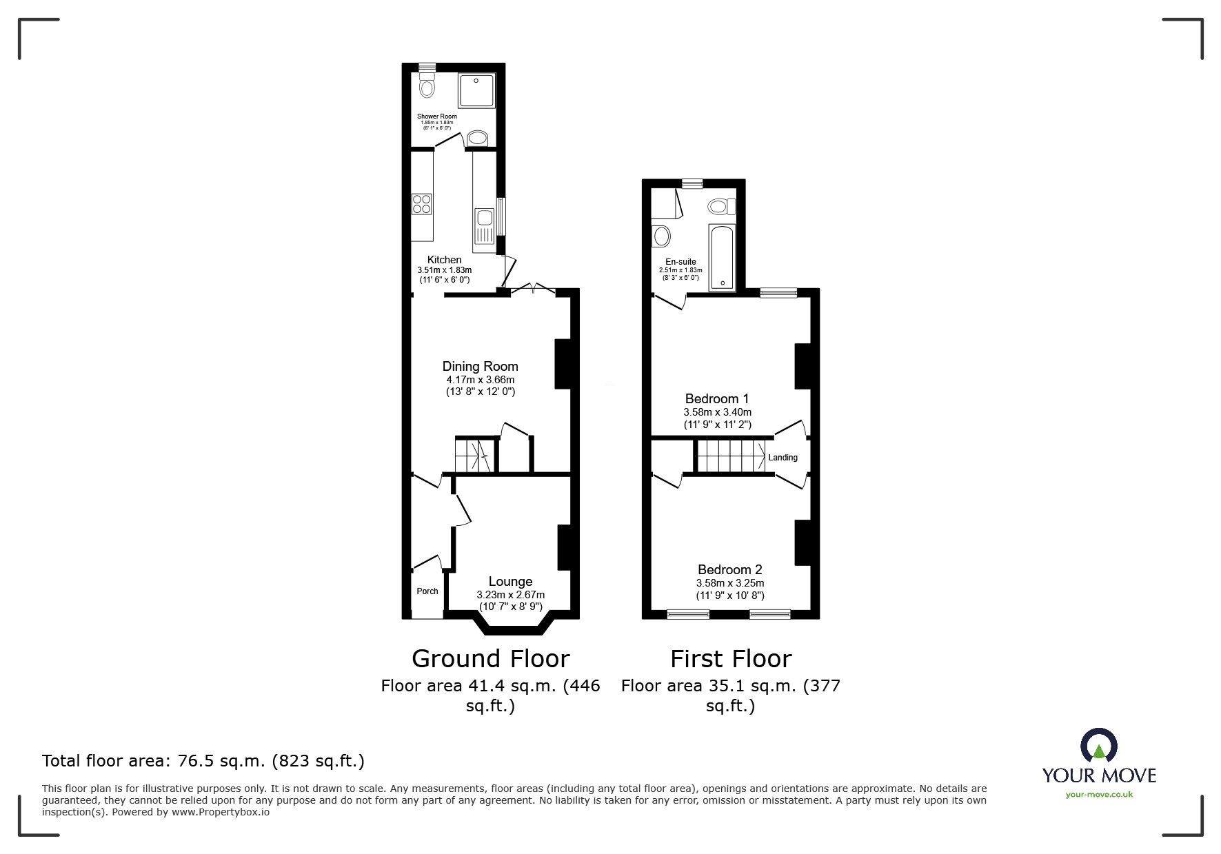 Floorplan of 2 bedroom Mid Terrace House to rent, College Road, Bedford, Bedfordshire, MK42