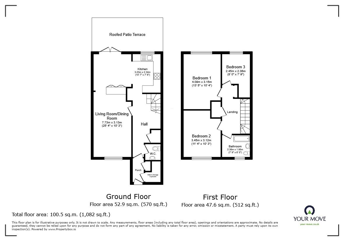 Floorplan of 3 bedroom End Terrace House for sale, Milburn Road, Bedford, Bedfordshire, MK41