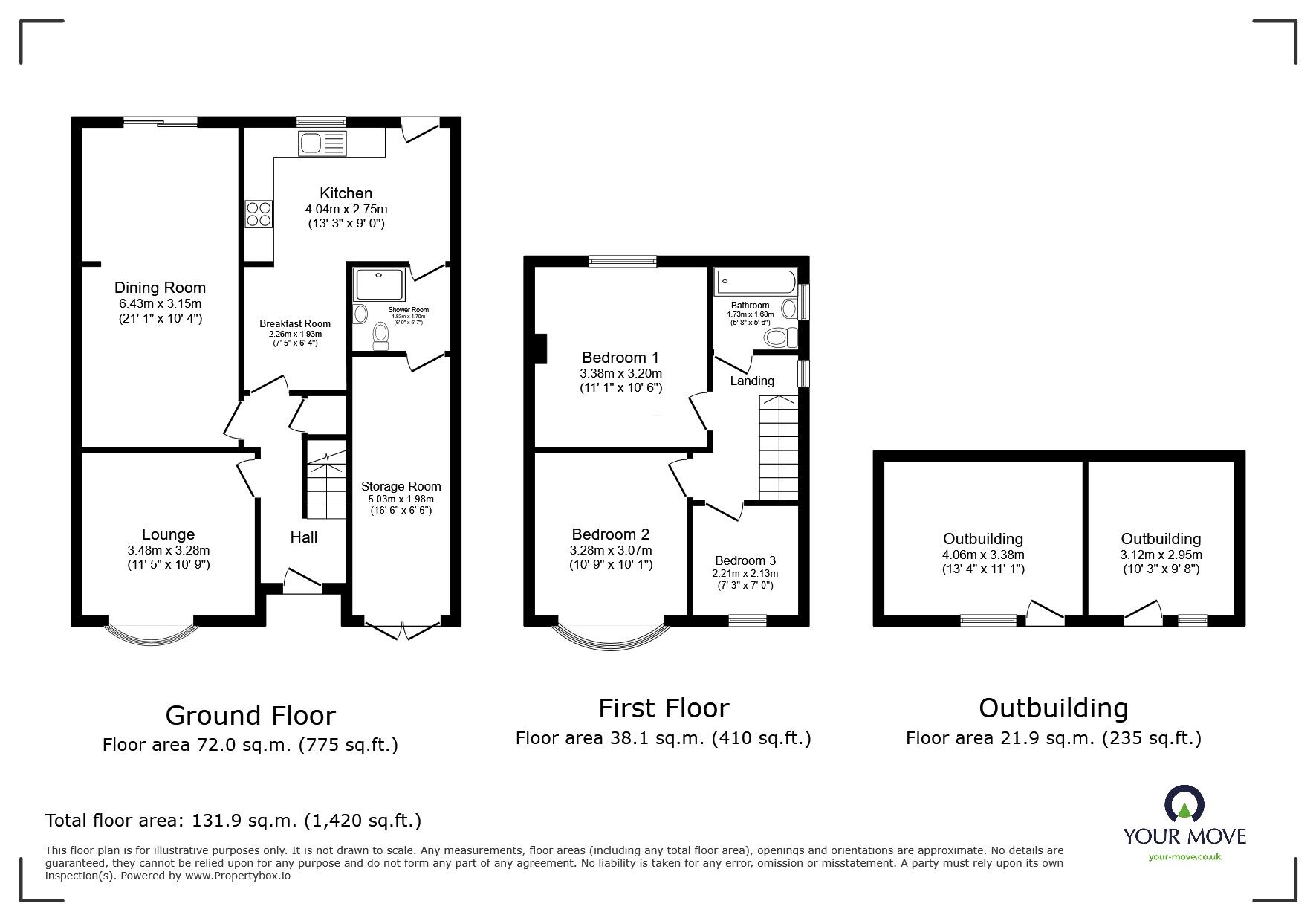 Floorplan of 3 bedroom Semi Detached House to rent, Gloucester Road, Bedford, Bedfordshire, MK42