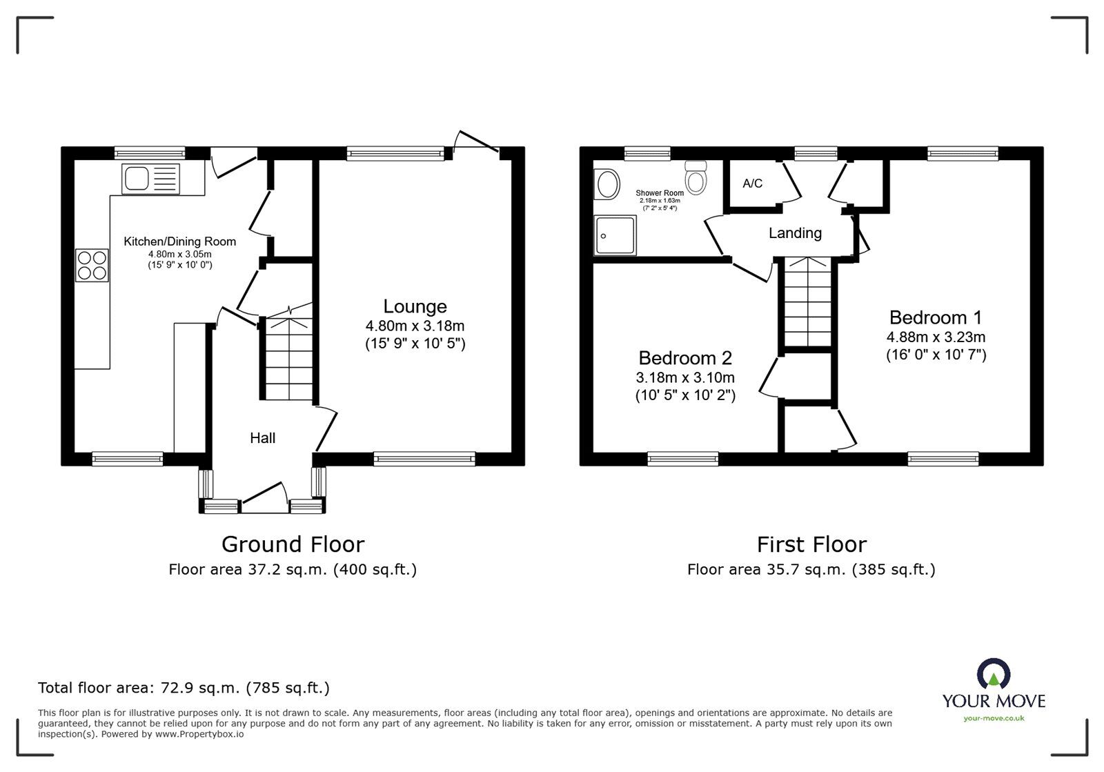 Floorplan of 2 bedroom End Terrace House to rent, Fieldside, Bedford, Bedfordshire, MK41