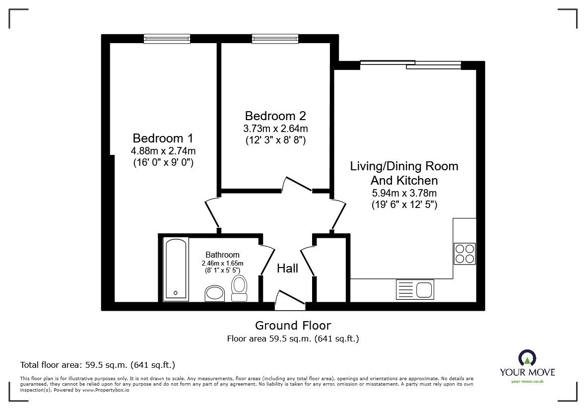 Floorplan of 2 bedroom  Flat for sale, Harrow Close, Bedford, Bedfordshire, MK42