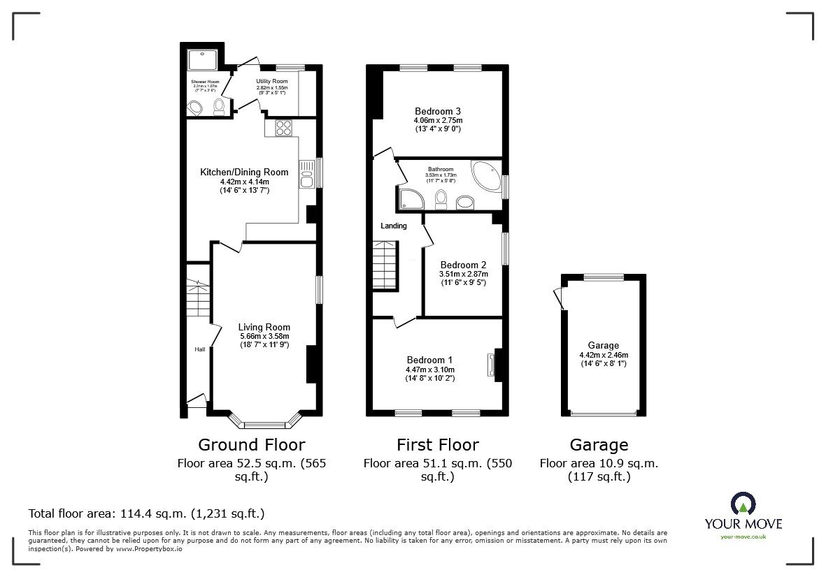 Floorplan of 3 bedroom Semi Detached House for sale, Bedford Road, Wootton, Bedfordshire, MK43