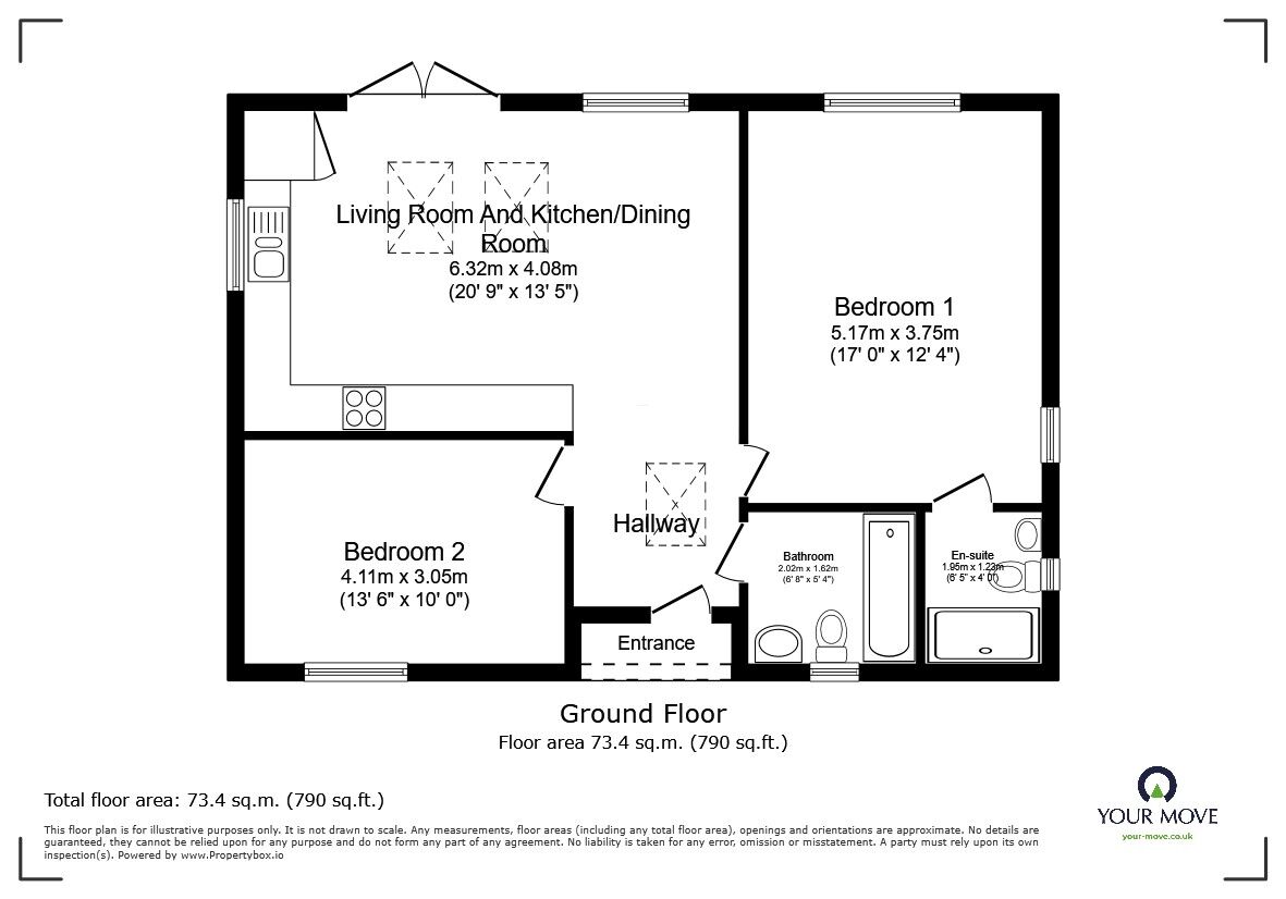 Floorplan of 2 bedroom Detached Bungalow for sale, Northwood End Road, Haynes, Bedfordshire, MK45
