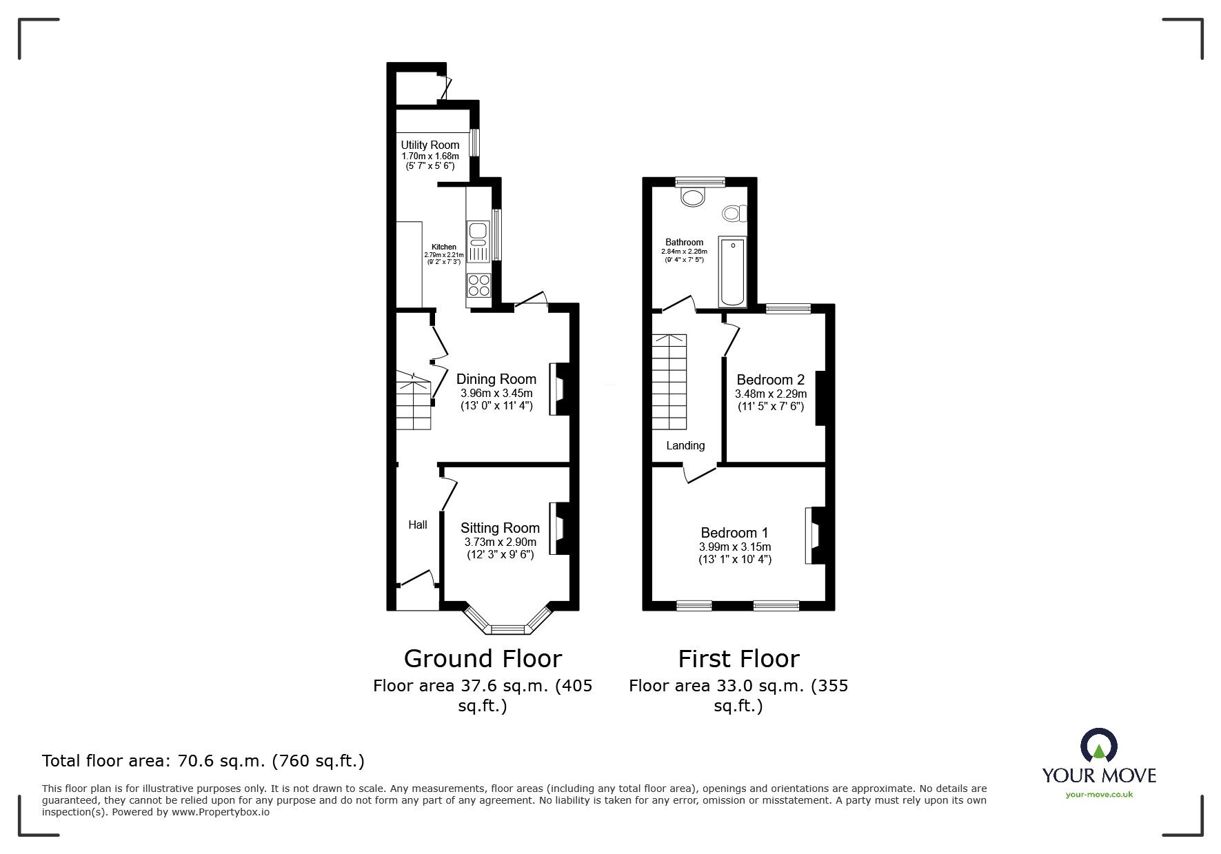 Floorplan of 2 bedroom Semi Detached House to rent, Sandhurst Place, Bedford, Bedfordshire, MK42