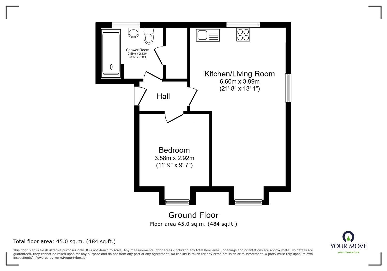 Floorplan of 1 bedroom  Flat to rent, Milton Road, Clapham, Bedfordshire, MK41