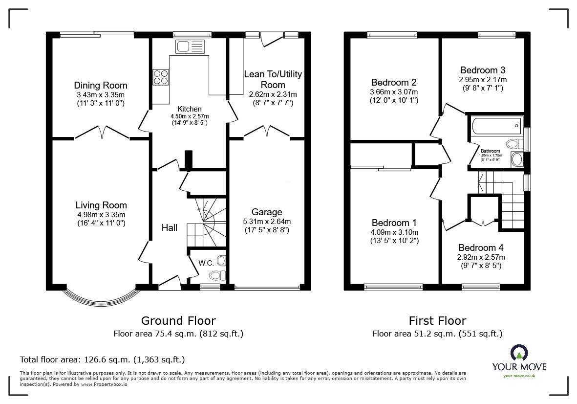 Floorplan of 4 bedroom Detached House for sale, The Orchard, Riseley, Bedford, MK44