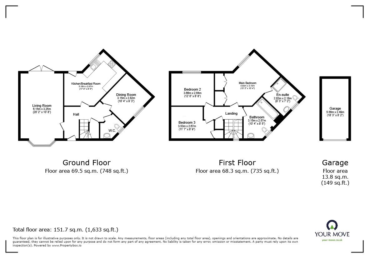 Floorplan of 3 bedroom Semi Detached House for sale, Langlands Road, Bedford, Bedfordshire, MK41