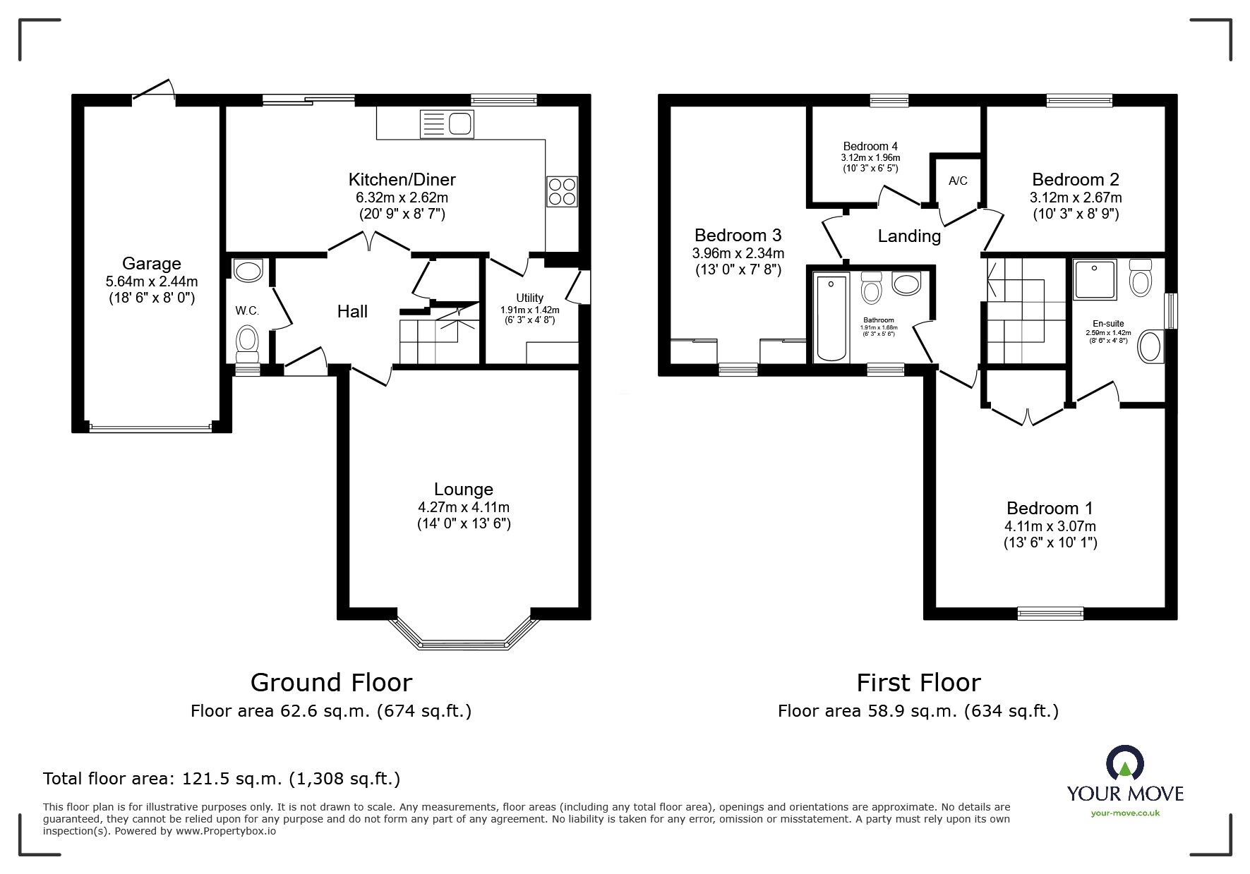 Floorplan of 4 bedroom Link Detached House to rent, The Glebe, Clapham, Bedfordshire, MK41