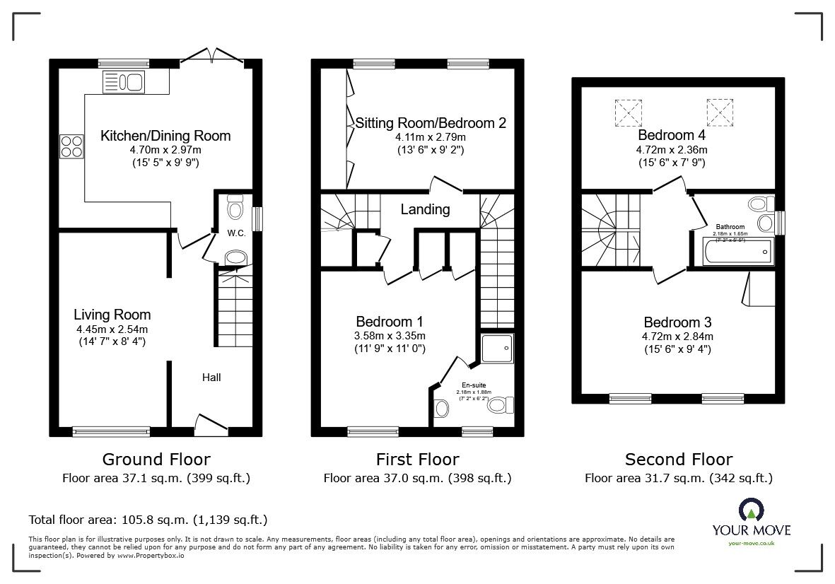 Floorplan of 4 bedroom End Terrace House for sale, Piper Lane, Wixams, Bedfordshire, MK42