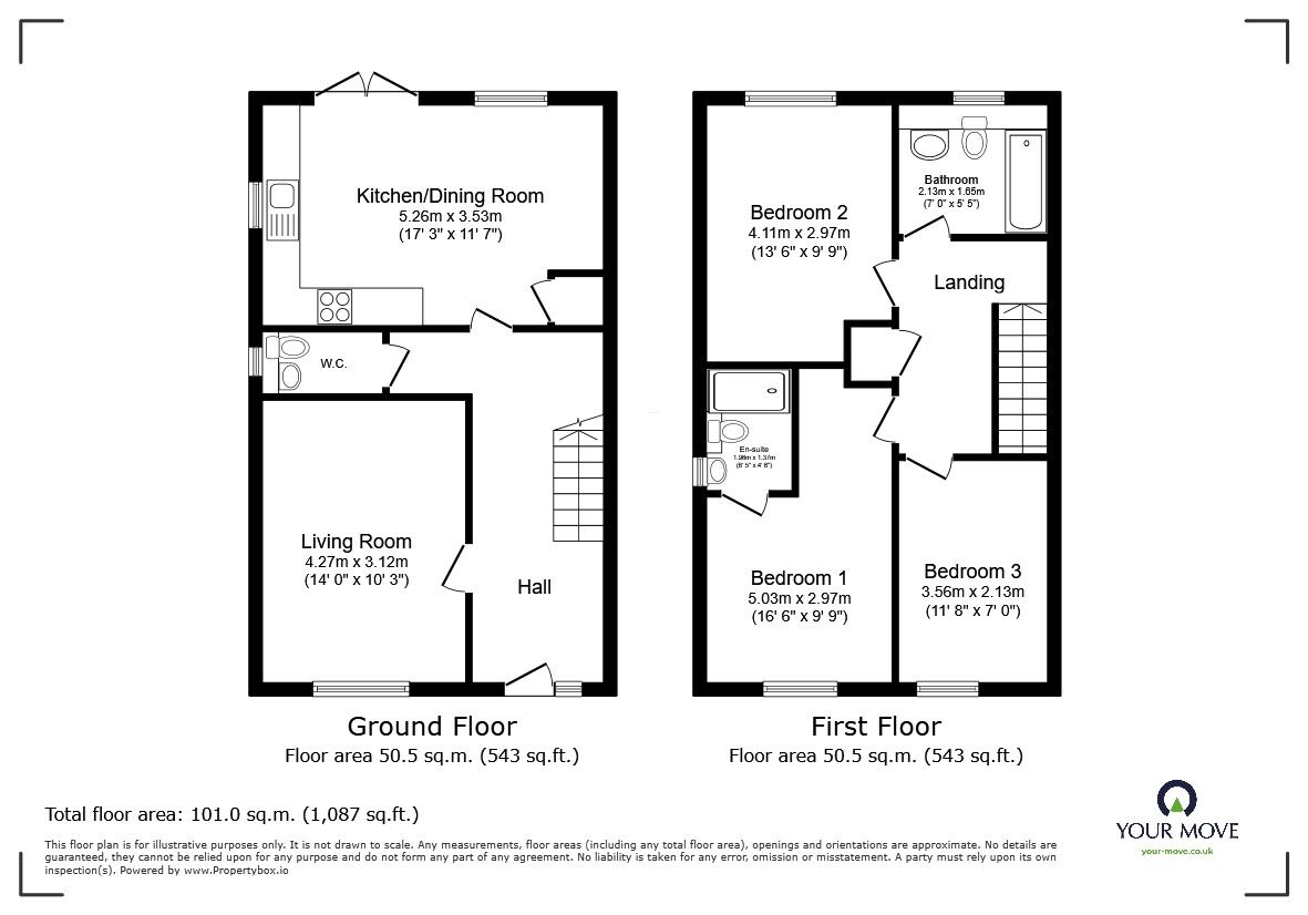 Floorplan of 3 bedroom Semi Detached House for sale, Hawnes Close, Haynes, Bedford, MK45